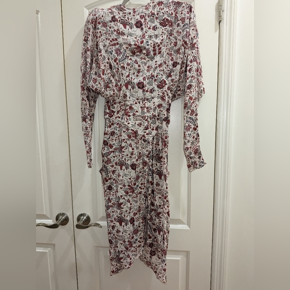 10. NWT ISABEL MARANT KELKY GATHERED FLORAL PRINT SILK CREPE DE CHINE DRESS - Picture 8 of 9